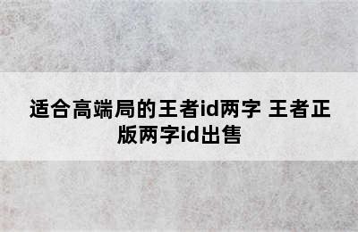 适合高端局的王者id两字 王者正版两字id出售